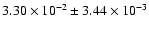 $3.30 \times 10^{-2} \pm 3.44 \times 10^{-3}$