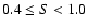 $0.4\leq S <1.0$