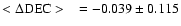 $<\Delta\rm DEC>~~=-0.039\pm 0.115$
