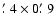 $\hbox{$.\mkern-4mu^\prime$ }4\times0\hbox{$.\mkern-4mu^\prime$ }9$