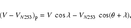 \begin{eqnarray*}(V - V_{N253})_{\rm p} = V\ \cos\lambda - V_{N253}\ \cos(\theta+\lambda),
\end{eqnarray*}