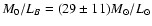 $M_0/L_B = (29\pm11) M_{\odot}/L_{\odot}$