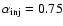 $\alpha _{\rm inj} = 0.75$