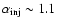 $\alpha _{\rm inj} \sim 1.1$