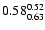$\rm0.58^{0.52}_{0.63}$