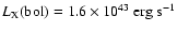 $L_{\rm X}{\rm (bol)}=1.6\times 10^{43}\ {\rm erg\ s}^{-1}$