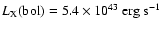 $L_{\rm X}{\rm (bol)}=5.4\times 10^{43}\ {\rm erg\ s}^{-1}$