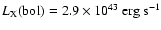 $L_{\rm X}{\rm (bol)}=2.9\times 10^{43}\ {\rm erg\ s}^{-1}$