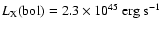 $L_{\rm X}{\rm (bol)}=2.3\times 10^{45}\ {\rm erg\ s}^{-1}$