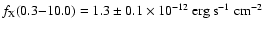 $f_{\rm X}(0.3{-}10.0)=1.3\pm 0.1\times 10^{-12}\ {\rm erg\ s}^{-1}\ {\rm cm}^{-2}$