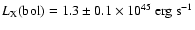 $L_{\rm X}{\rm (bol)}=1.3\pm 0.1\times 10^{45}\ {\rm erg\ s}^{-1}$