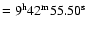 $=9^{\rm h}42^{\rm m}55.50^{\rm s}$