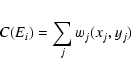 \begin{eqnarray*}C(E_i)=\sum_j w_j (x_j,y_j)
\end{eqnarray*}