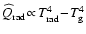 $\widehat{Q}_{\rm rad}\!\propto\!T_{\rm rad}^4\!-\!T_{\rm g}^4$