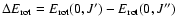 $\Delta E_{\rm rot}=E_{\rm rot}(0,J^{\prime})-E_{\rm rot}(0,J^{\prime\prime})$