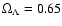 $\Omega _\Lambda =0.65$