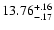 $\rm 13.76^{ +.16}_{ -.17}$