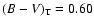 $(B-V)_{\rm T} = 0.60$