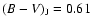 $(B-V)_{\rm J} = 0.61$