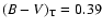 $(B-V)_{\rm T} = 0.39$
