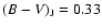 $(B-V)_{\rm J} = 0.33$