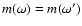 $m(\omega)=m(\omega')$