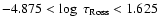 $-4.875 < \log\; \tau_{\rm Ross}
< 1.625$