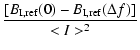 $\displaystyle \displaystyle\frac{[B_{\rm I,ref} (0) - B_{\rm I,ref} (\Delta f)]}{<I>^2}$