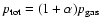 $p_{\rm tot} = (1+\alpha) p_{\rm gas}$