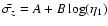 $\bar{\sigma_{z}} = A + B \log( \eta_1 )$
