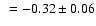 $~
=-0.32\pm0.06$