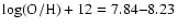 $\log({\rm O/H})+12=7.84{-}8.23$