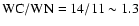${\rm WC/WN}=14/11\sim1.3$