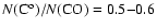 $N({\rm C}^{\rm o})/N({\rm CO}) = 0.5{-}0.6$