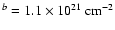 $^{b} = 1.1
\times 10^{21}~{\rm cm^{-2}}$