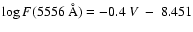 $\log F(5556~\AA) = -0.4~V~-~8.451$