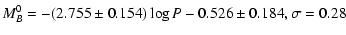 $\displaystyle M^{0}_{B} = -(2.755\pm0.154)\log P - 0.526\pm0.184, \sigma=0.28$