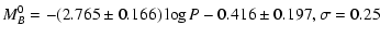 $\displaystyle M^{0}_{B} = -(2.765\pm0.166)\log P - 0.416\pm0.197, \sigma=0.25$