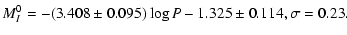$\displaystyle M^{0}_{I} = -(3.408\pm0.095)\log P - 1.325\pm0.114, \sigma=0.23.$