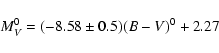 \begin{displaymath}%
M_{V}^0=(-8.58\pm0.5)(B-V)^0 + 2.27
\end{displaymath}