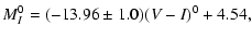 $\displaystyle M^{0}_{I} = (-13.96\pm1.0)(V-I)^0 + 4.54,$