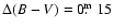 $\Delta(B-V)=0\hbox{$.\!\!^{\rm m}$ }15$
