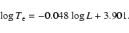 \begin{displaymath}%
\log T_{\rm e} = -0.048 \log L + 3.901.
\end{displaymath}