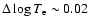 $\Delta \log T_{\rm e}\sim 0.02$