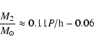 \begin{displaymath}\frac{M_2}{M_{\odot}}\approx 0.11 P/{\rm h}-0.06
\end{displaymath}