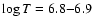 $\log T=6.8{-}6.9$