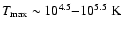$T_{{\rm max}}
\sim 10^{4.5}{-}10^{5.5}~{\rm K}$