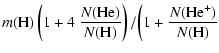 $\displaystyle m({\rm H})\left(1+4~\frac{N({\rm He})}{N({\rm H})}\right)/\biggl(1+\frac{N({\rm He^+})}{N({\rm H})}$