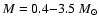 $M=0.4{-}3.5~M_\odot$