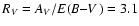 $R_V=A_V/E(\hbox{\it B--V{} })=3.1$